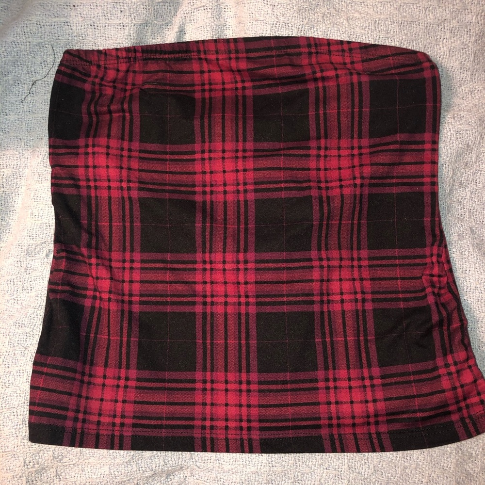 Red Plaid Tube Top